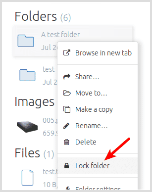 Screenshot of how to lock folder