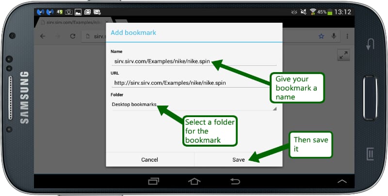 Add the spin to your bookmarks in Chrome