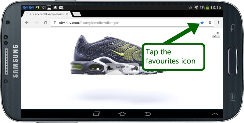 Tap the favorites icon in Chrome