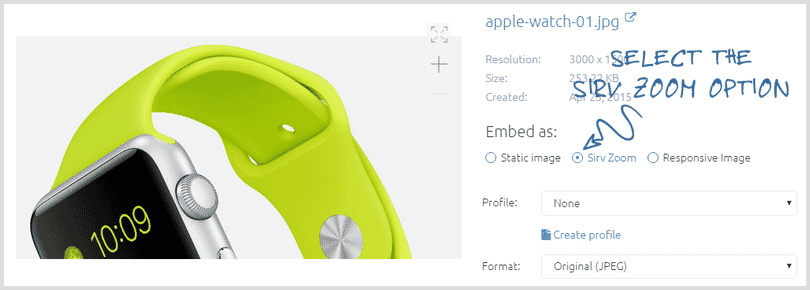 Sirv Zoom option
