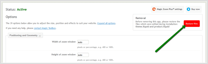 Restore Shopify template