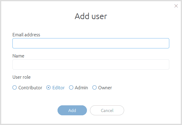 Fill in Add user form in Sirv account Fill in Add user form in Sirv account