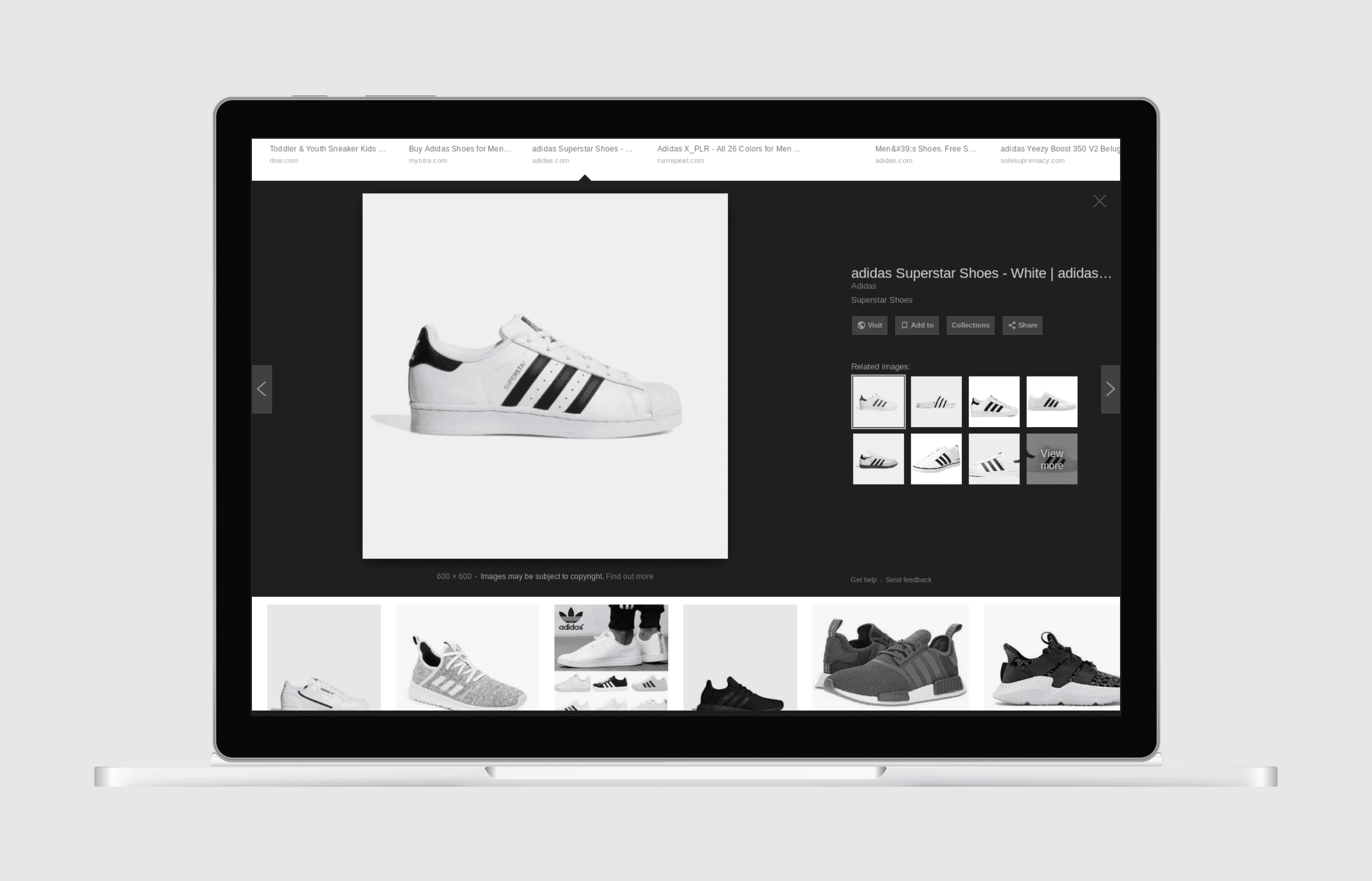 google images search result page on a laptop