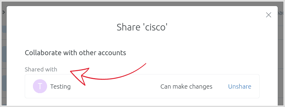 Screenshot - list of shared folders