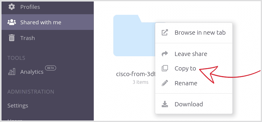 Screenshot - moving a folder