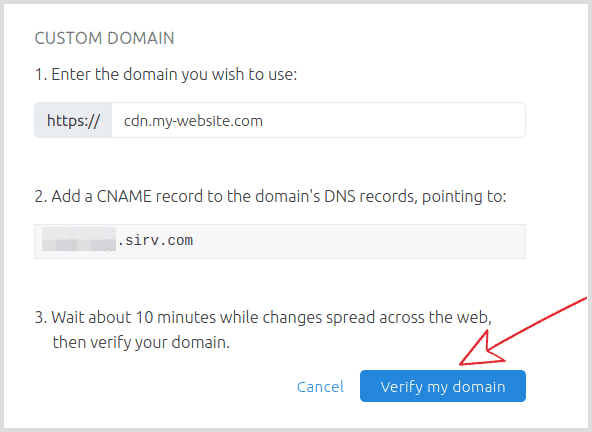 Verify your new CNAME record