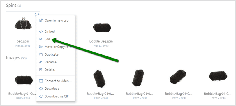 3D spin edit button