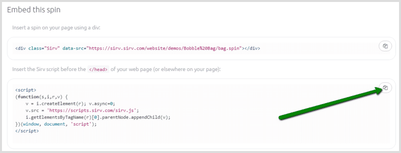 Embed 3D spin JavaScript