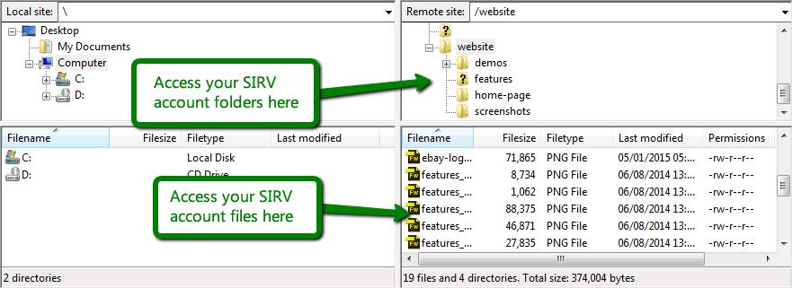 filezilla download directory