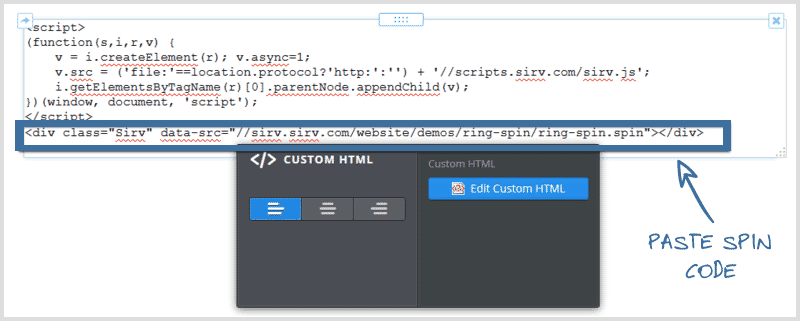 360 spin code for Weebly
