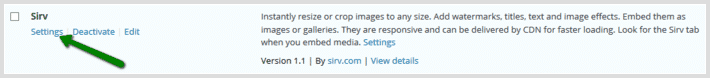 Sirv for WordPress settings page Sirv for WordPress settings page