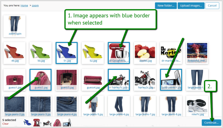 Select zoom images in Sirv Library Select zoom images in Sirv Library