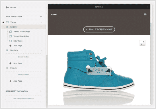 Screenshot of 360 spin Squarespace